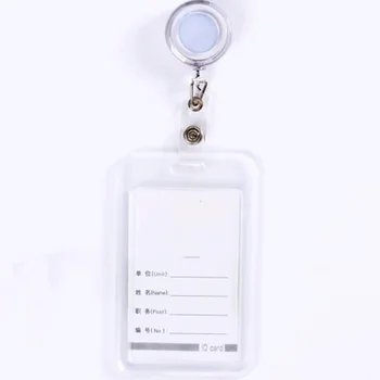 Прозрачная выдвижная катушка для бейджа с держателем рабочей карточки, идентификационная бирка, футляр для рабочего пропуска сотрудника с зажимами для карточек