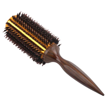 Прямая расческа для волос из саржи с натуральной щетиной кабана, круглая бочкообразная выдувная плойка, инструмент для укладки волос своими руками