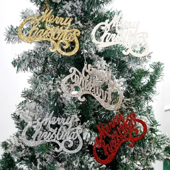 Рождественский Золотой порошок Письмо Подвесное Украшение Пыль Подвесной Орнамент Счастливого Рождества Английский Подвесной Орнамент