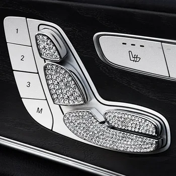 Серебристый С Украшением в виде Кристаллов Переключатель Регулировки Сиденья Декоративные Накладки для Mercedes Benz C E GLC W205 W213 X205 2015 +