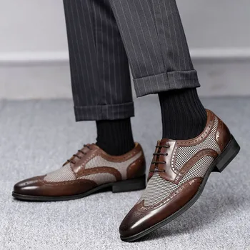 Совершенно новые мужские туфли с перфорацией типа 