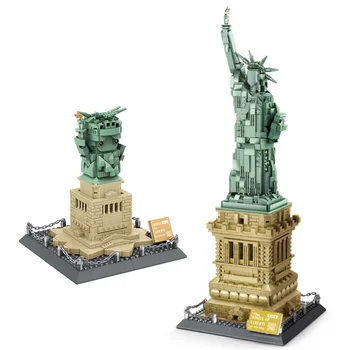 Соединенные Штаты, Нью-Йорк, Статуя Свободы, строительный блок, всемирно известная архитектурная МОДЕЛЬ, Коллекция развивающих игрушек, кирпичи