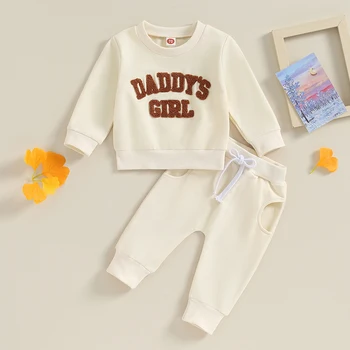 Спортивная одежда для малышей Daddy's Girl, толстовка с буквенным принтом, рубашка, Длинные брюки, осенне-зимний комплект одежды