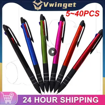 Шариковая ручка для печати 5 ~ 40ШТ цветов, металлические стилусы с шариковыми ручками, Экранная ручка для всего студенческого офиса с емкостным экраном