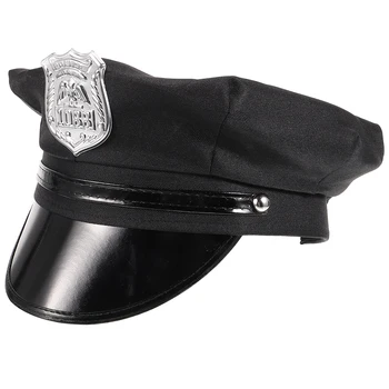Шляпа для косплея полицейского на вечеринке, Реквизит, Мужская Женская шляпа, Аксессуары для костюма полицейского, Шляпы для выступлений на сцене из искусственной кожи