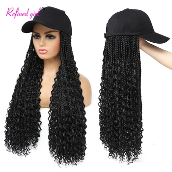 Шляпа-парик, бейсболка с плетеными косичками в стиле бохо, наращивание волос для женщин, синтетические вьющиеся концы, коробка, оплетка, парик