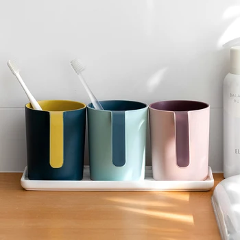 Экологичная чашка для мытья, красочные пластиковые дозаторы зубных щеток с ручкой, набор аксессуаров для ванной комнаты