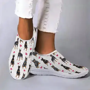 מגניב גרמנית פינצ 'ר דפוס אהבה מודפס לנשימה רשת נעלי רך בית נעליים נוח נעליים יומיומיות Zapatos
