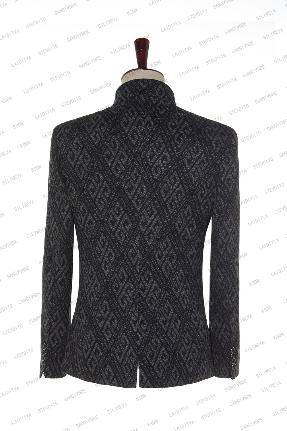 2023 Мужская куртка со стоячим воротником Делового Серого, черного цвета, блестящий Свадебный костюм классического покроя, Высококачественное Приталенное платье, Блейзеры, пальто Изображение 2