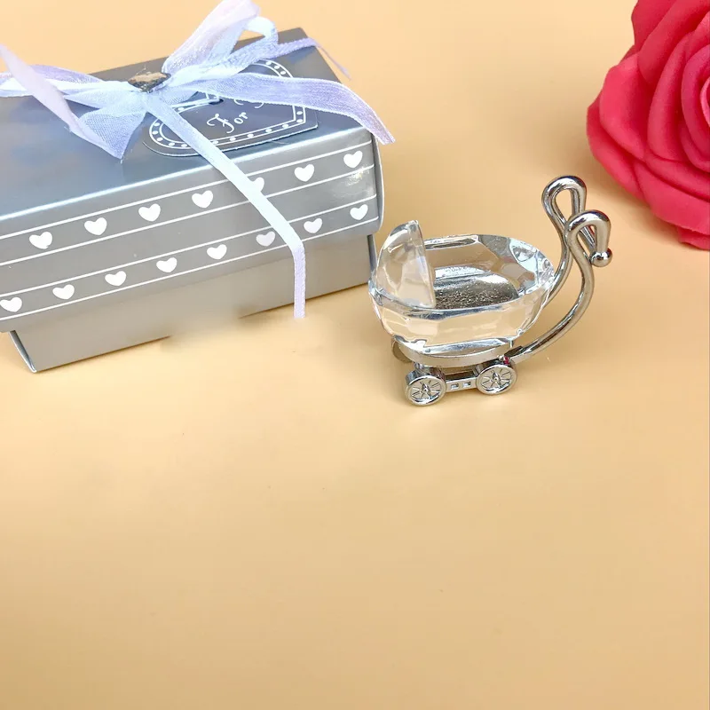 1 ШТ. Серебряная хрустальная детская коляска в подарочной коробке Подарки на крестины новорожденного Подарки на День рождения Изображение 2