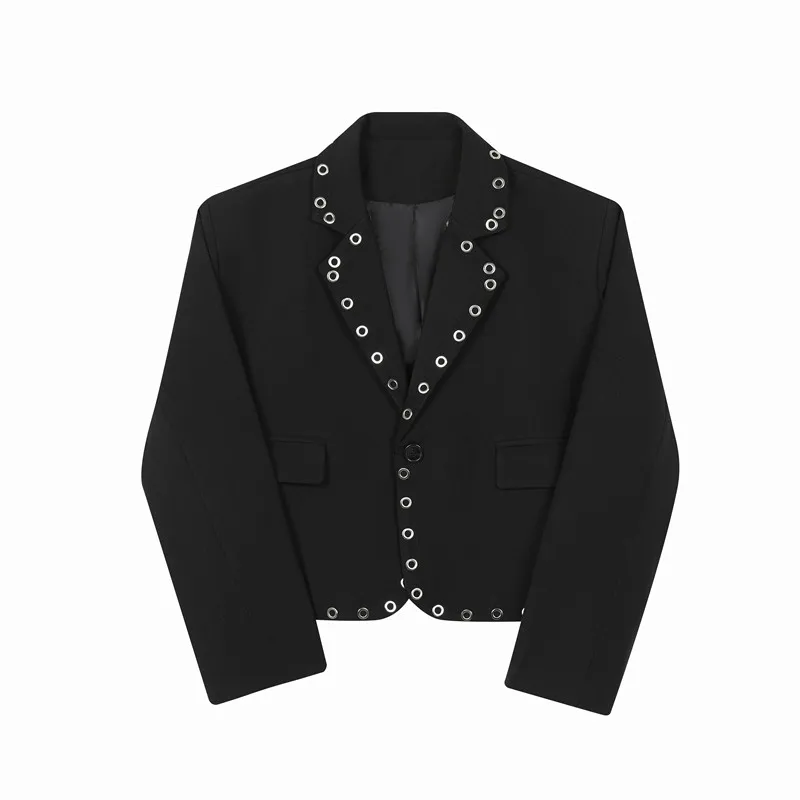 Мужские блейзеры SYUHGFA, модный шикарный дизайн, однотонное мужское короткое пальто, мужская одежда, весенний новый модный костюм 2024 года Изображение 5