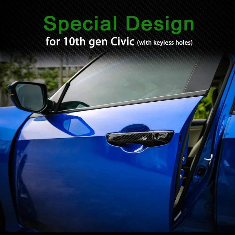 Для Honda Civic 10-го поколения с умными аксессуарами для замочной скважины 2016 2017 2018 2019 2020 2021 Отделка крышки ручки внешней двери автомобиля Изображение 0