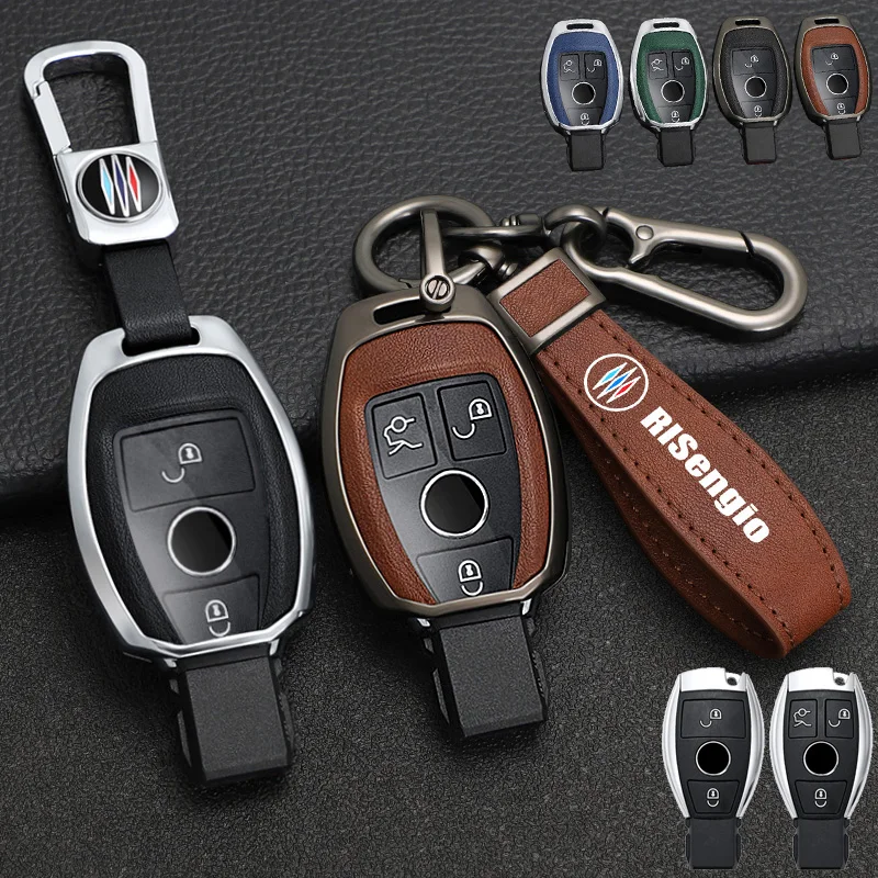 Цинковый Сплав + Искусственная Кожа Полное Покрытие Ключа Автомобиля Чехол Для Mercedes Benz CLS CLK AMG ML C CL E S SL SLK G GLC GLE GLS R Smart Remote Key Изображение 0