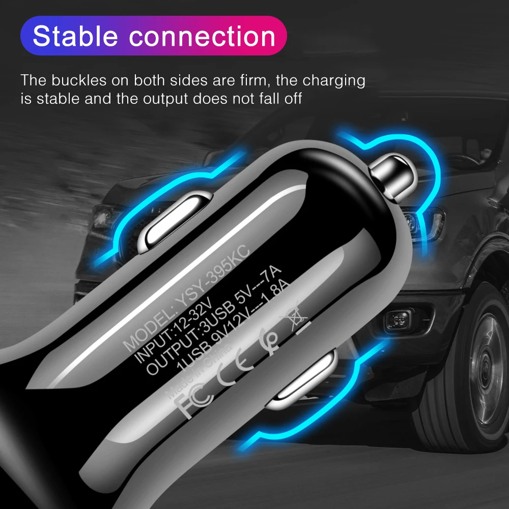 Автомобильное зарядное устройство Auto Quick 3 USB-разветвителя 12V QC 3.0, зарядное устройство для прикуривателя Ford Mustang 1999 2000 2001 2002 2003 Изображение 3
