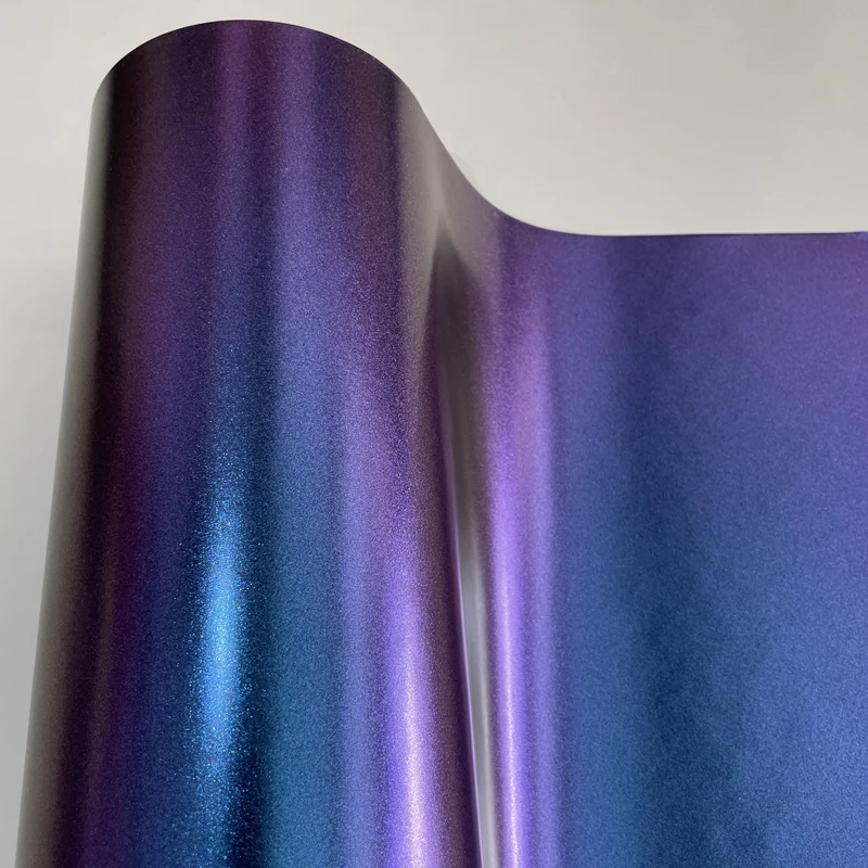 Виниловая пленка Хамелеон Матовый Металлический атлас Фиолетово-красный Рулон для автомобильной упаковки с выпуском воздуха Наклейки DIY Изображение 0