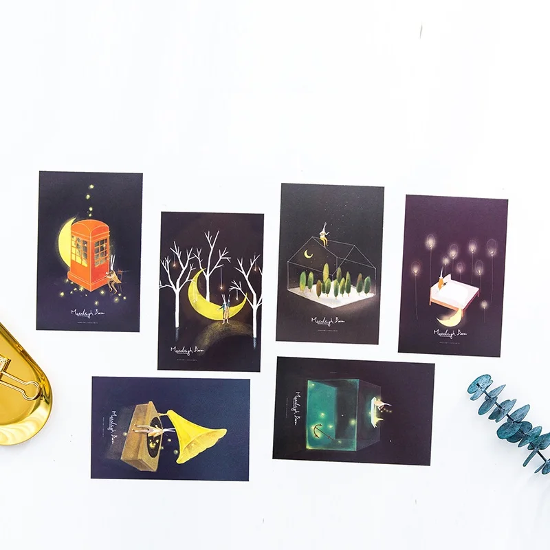 30 Листов / комплект Светящаяся открытка Moonlight Baron, Поздравительная открытка, открытка с сообщением, подарочная карта на день рождения Изображение 2