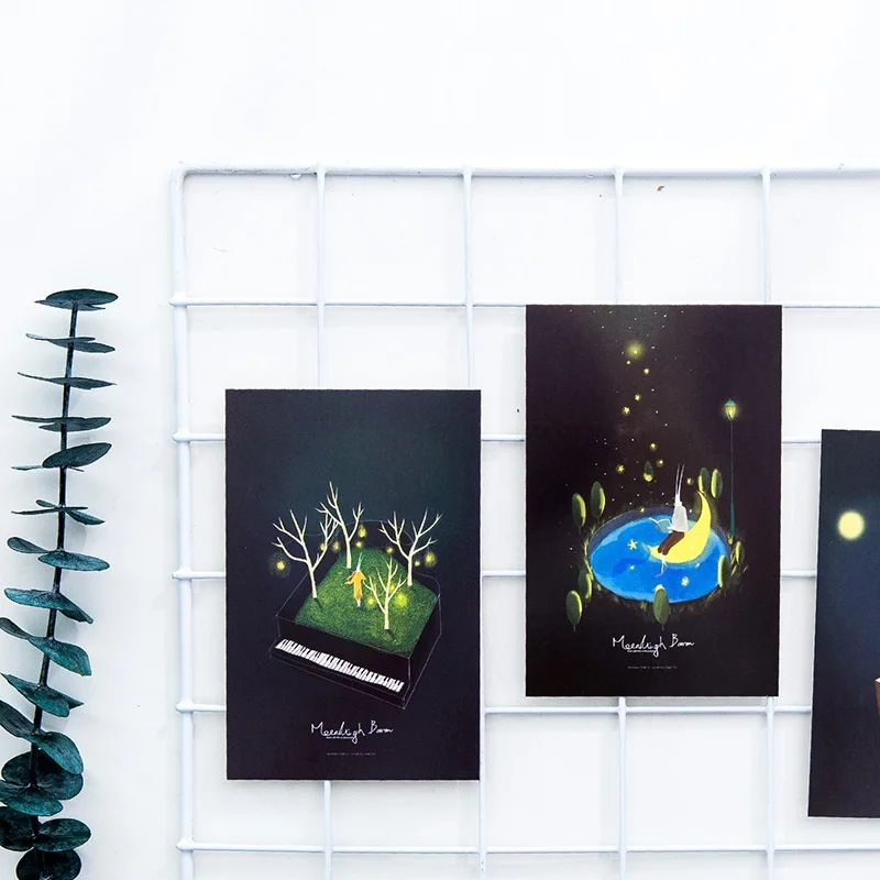 30 Листов / комплект Светящаяся открытка Moonlight Baron, Поздравительная открытка, открытка с сообщением, подарочная карта на день рождения Изображение 3