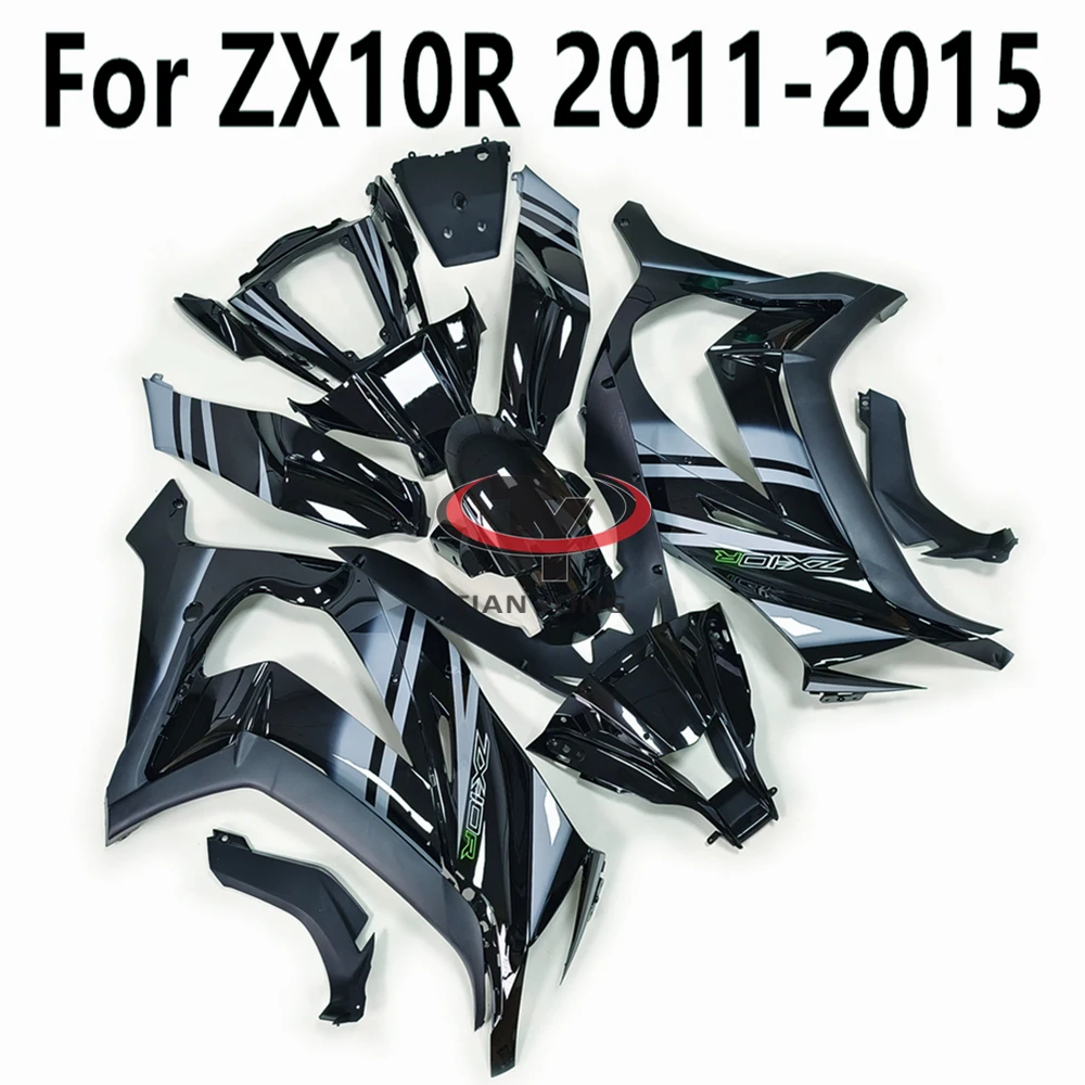Мотоцикл Для Kawasaki ZX10R Полный Комплект Обтекателя Черный Серый С Градиентной Печатью Подходит Для ZX10 R ZX 10R 2011 2012 2013 2014 2015 Изображение 1