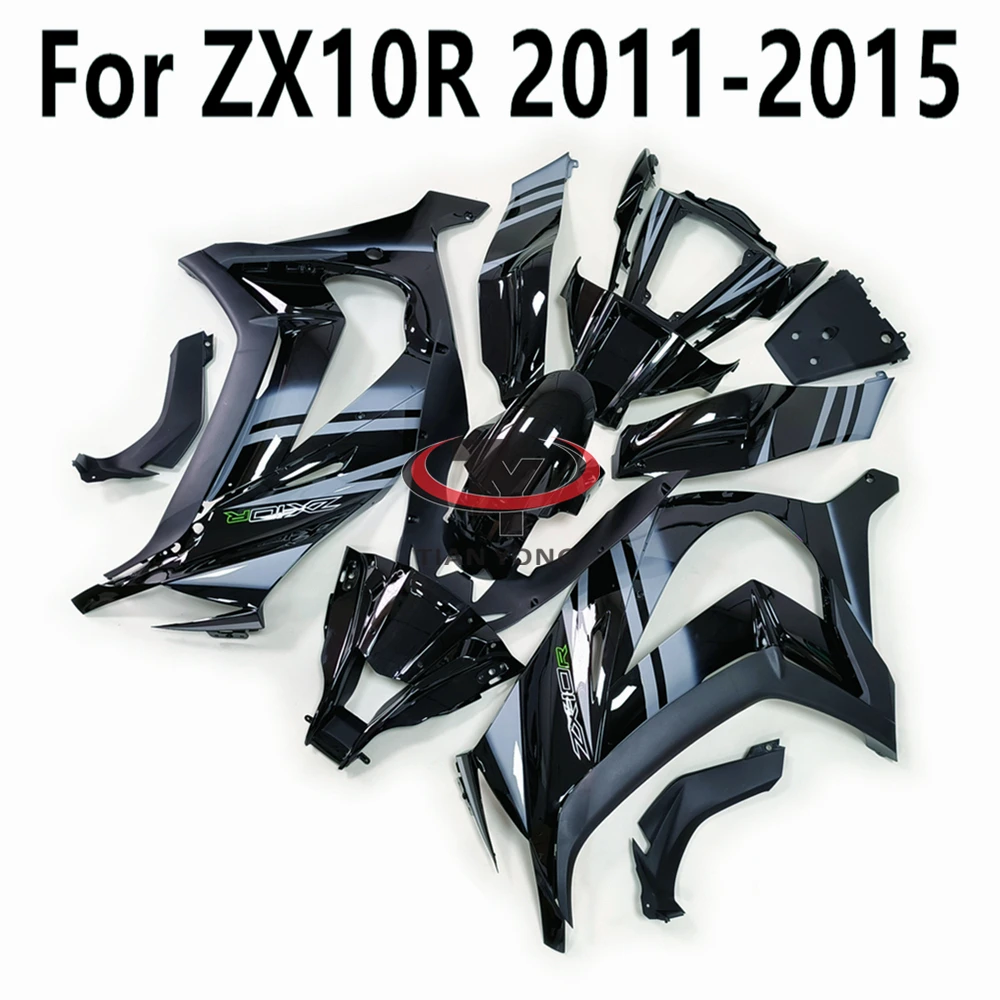 Мотоцикл Для Kawasaki ZX10R Полный Комплект Обтекателя Черный Серый С Градиентной Печатью Подходит Для ZX10 R ZX 10R 2011 2012 2013 2014 2015 Изображение 2