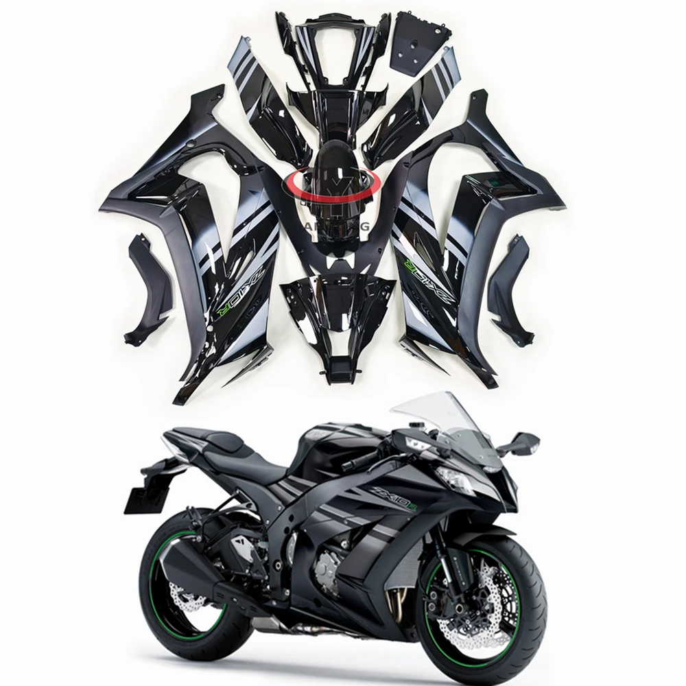 Мотоцикл Для Kawasaki ZX10R Полный Комплект Обтекателя Черный Серый С Градиентной Печатью Подходит Для ZX10 R ZX 10R 2011 2012 2013 2014 2015 Изображение 4