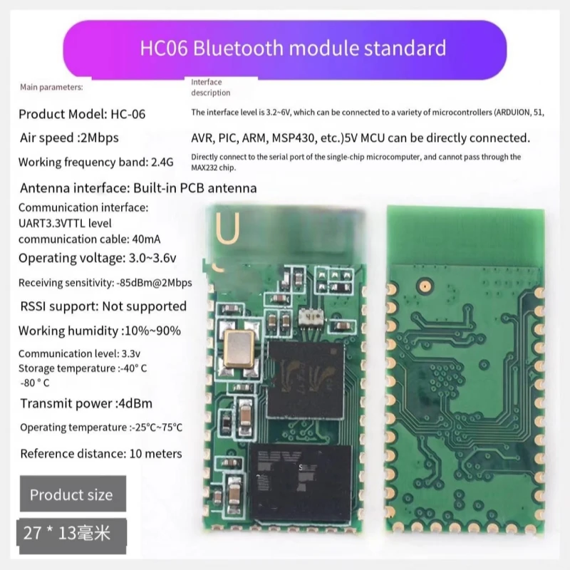 Модуль Bluetooth HC-06 master-slave встроенный электронный модуль беспроводной передачи данных с последовательным портом DIY Изображение 0
