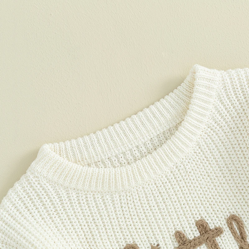 Рождественские свитера для маленьких девочек, милый вязаный пуловер с длинным рукавом и буквенной вышивкой, топы для младенцев Изображение 1