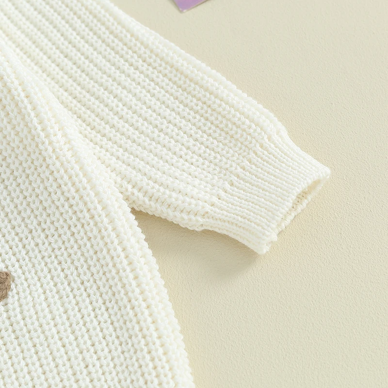 Рождественские свитера для маленьких девочек, милый вязаный пуловер с длинным рукавом и буквенной вышивкой, топы для младенцев Изображение 2