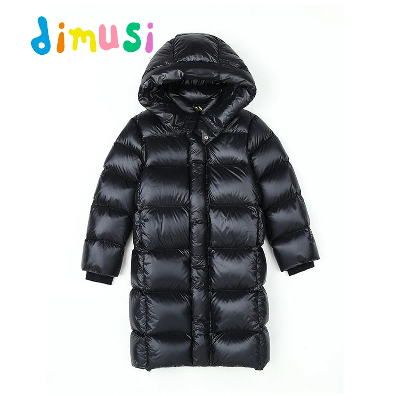 Зимние детские пуховики DIMUSI, Толстая теплая куртка с капюшоном средней длины для девочек, Модные детские теплые пуховики, одежда от 16 лет Изображение 0