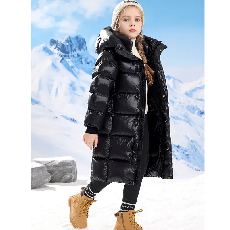 Зимние детские пуховики DIMUSI, Толстая теплая куртка с капюшоном средней длины для девочек, Модные детские теплые пуховики, одежда от 16 лет Изображение 3
