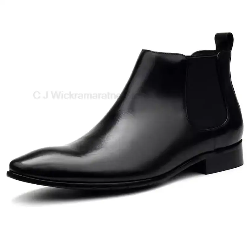 Высококачественные Мужские ботинки Из Натуральной Кожи, Черные слипоны С острым носком типа 