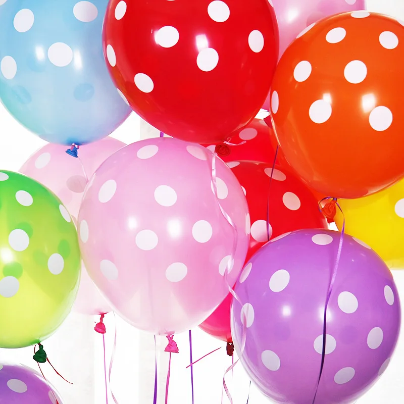 Горячая распродажа, 14 цветов, 100 шт./лот, воздушные шары для свадебной вечеринки толщиной 12 дюймов 2,8 г, разноцветные точки, волнообразные точки, украшающие воздушные шары Qq007 Изображение 1
