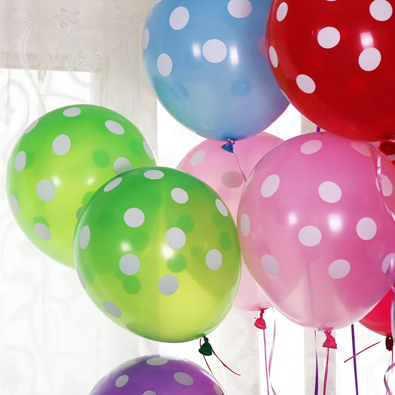 Горячая распродажа, 14 цветов, 100 шт./лот, воздушные шары для свадебной вечеринки толщиной 12 дюймов 2,8 г, разноцветные точки, волнообразные точки, украшающие воздушные шары Qq007 Изображение 2