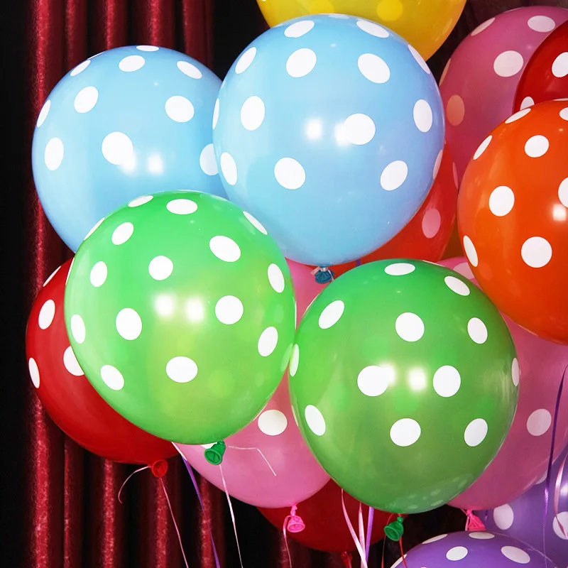 Горячая распродажа, 14 цветов, 100 шт./лот, воздушные шары для свадебной вечеринки толщиной 12 дюймов 2,8 г, разноцветные точки, волнообразные точки, украшающие воздушные шары Qq007 Изображение 3