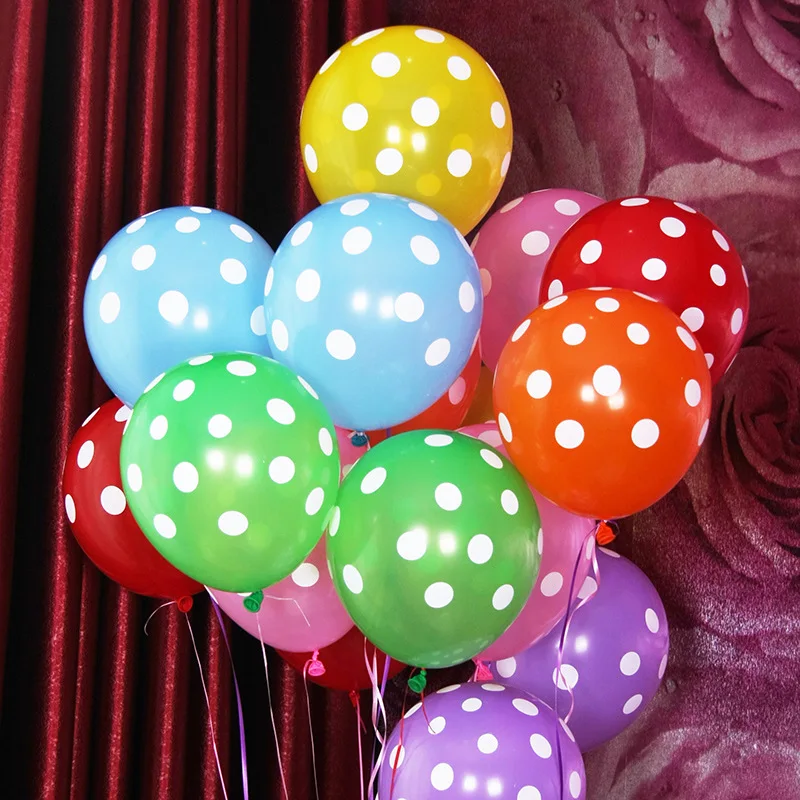 Горячая распродажа, 14 цветов, 100 шт./лот, воздушные шары для свадебной вечеринки толщиной 12 дюймов 2,8 г, разноцветные точки, волнообразные точки, украшающие воздушные шары Qq007 Изображение 4