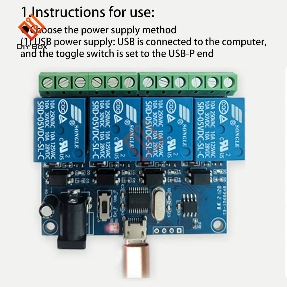 4-Канальный двухканальный USB-релейный модуль USB Intelligent Control Switch Переключатель дистанционного управления 