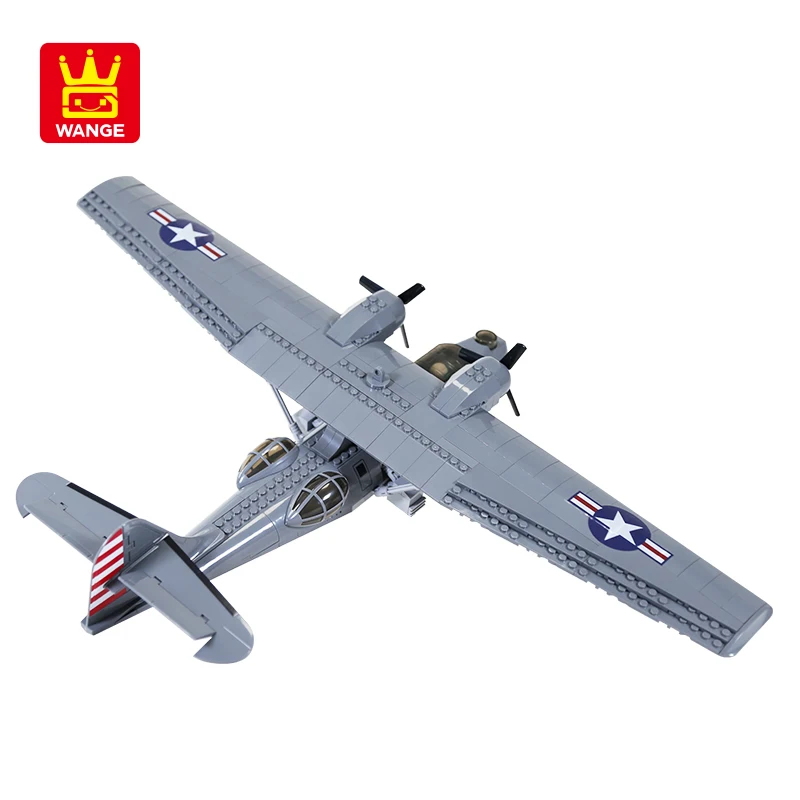 2024 Военный Самолет Consolidated PBY-5A Catalina Истребитель Строительные Блоки Наборы Модель Самолета WW2 Кирпичи Детские Игрушки Подарки Изображение 3