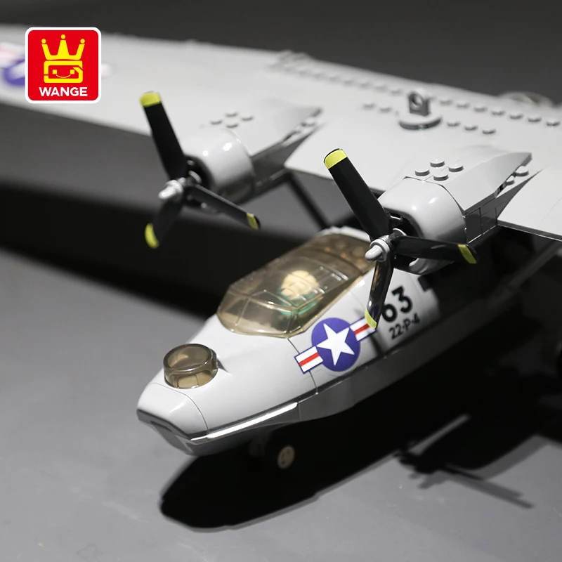 2024 Военный Самолет Consolidated PBY-5A Catalina Истребитель Строительные Блоки Наборы Модель Самолета WW2 Кирпичи Детские Игрушки Подарки Изображение 4