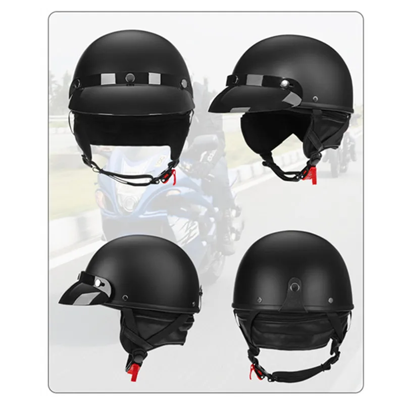 Мотоциклетный шлем Половина лица Шлемы Винтажные Ретро Cascos Para Moto Scooter Cruiser Chopper CE с 2 подарками Изображение 4